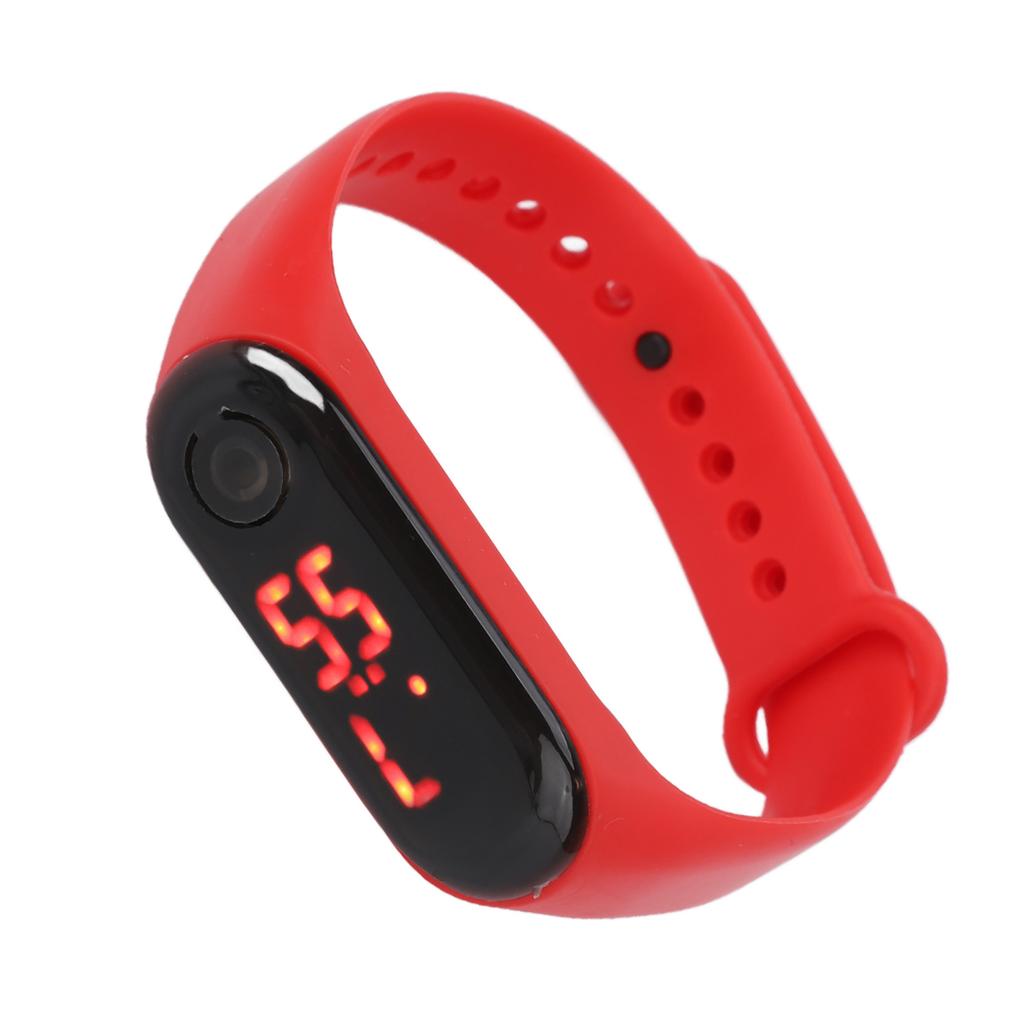 Mini Children Electronic Watch Red LED Simple Student Sports Electronic Watch with Silicone Watch Band Red