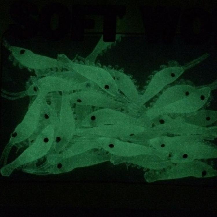 50Pcs Simulation Glowing Baits Soft Prawns Fishing Lures, Shrimp Fishing Tackle for Multiple Fishing Techniques