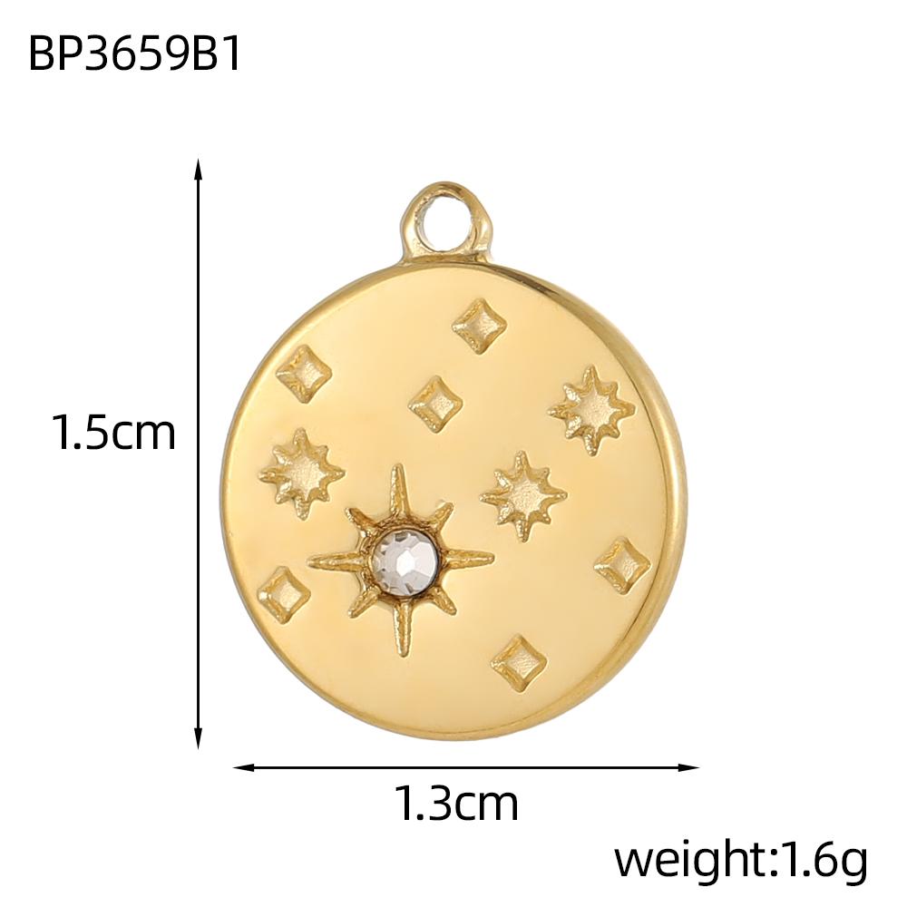 

CARLIDANA Hot Sale Vintage Muticolor Zircon Round Heart Gold Plated Pendant Stainless Steel Shell Charms for DIY Women Necklace