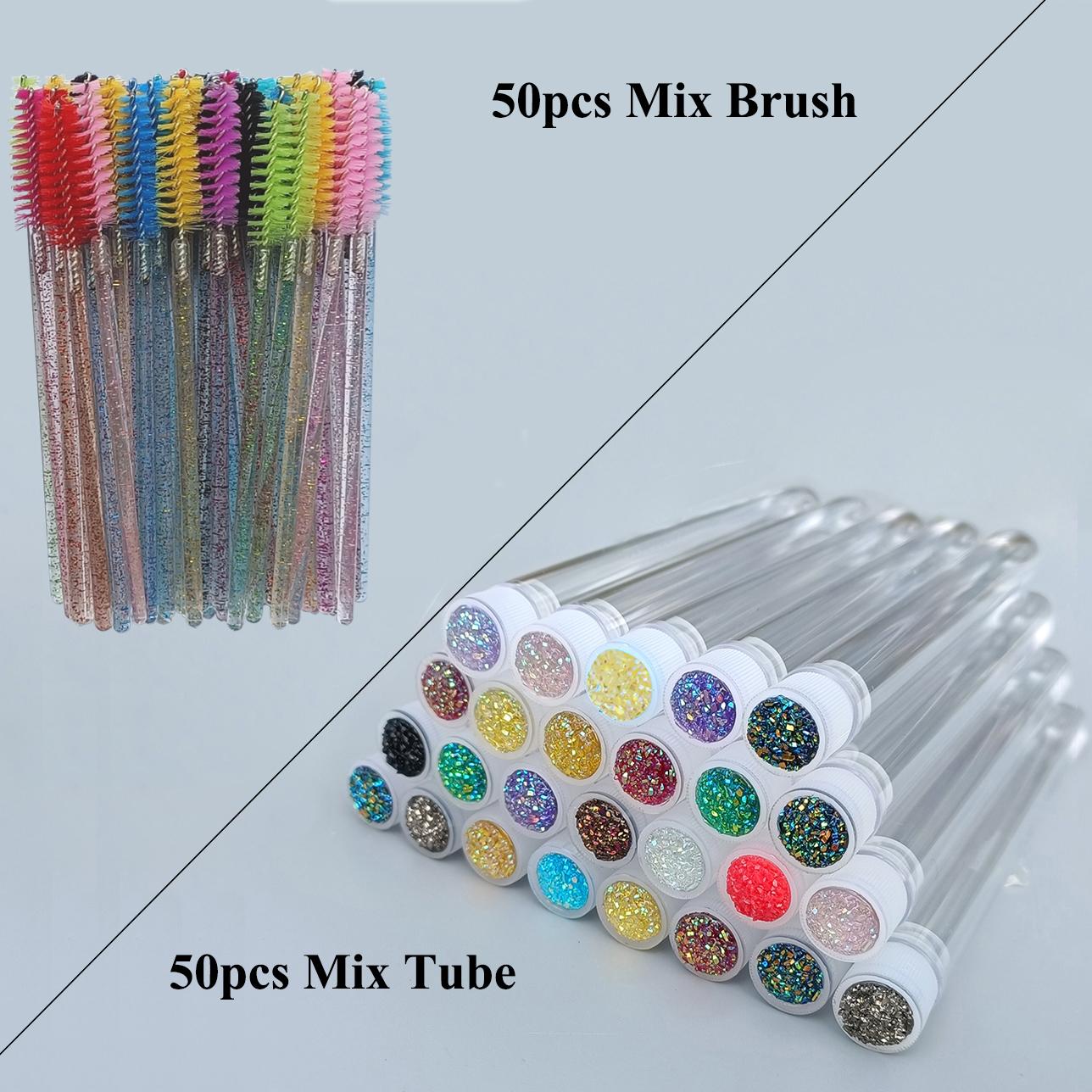 

50 шт. многоразовая тюбик кисточки для ресниц, смоляная дрель, сменная тюбик кисточки для бровей, палочка для туши для наращивания ресниц разноцветный