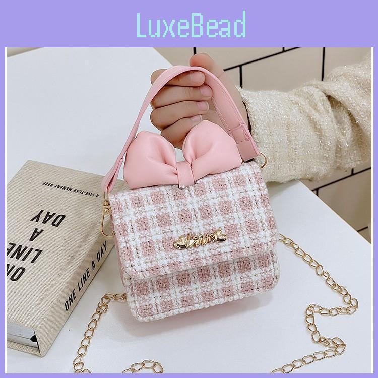 Kids Girl Woolen Chain Strap Butterfly Bow Bag With Breathable Cotton For Daily Use
