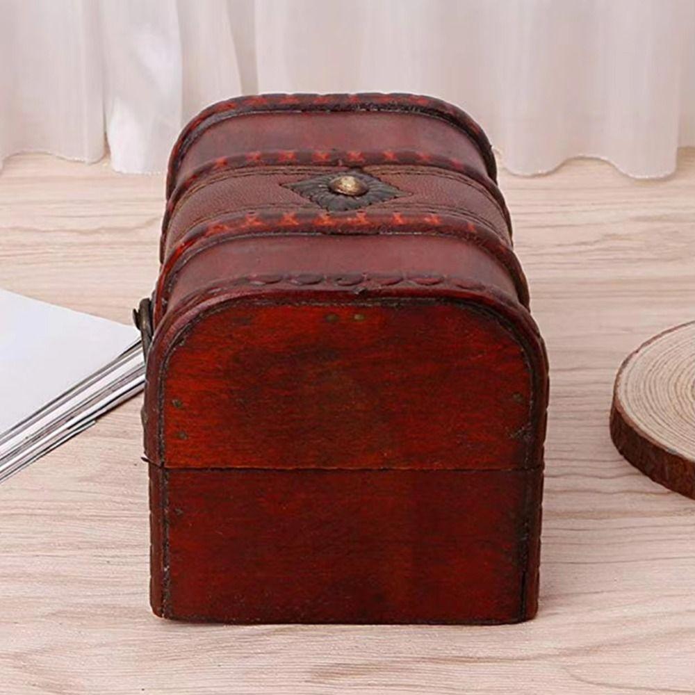 Wooden Jewelry Storage Box Decorative Jewelry Box Creative Treasure Chest  Room Props