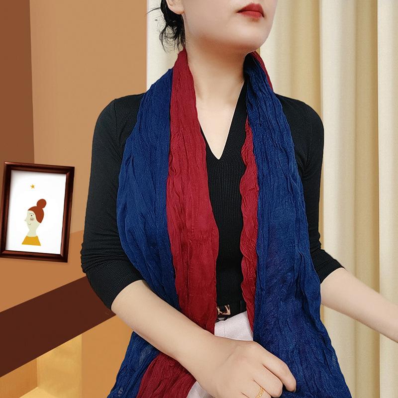 Small Floral Thin Mori Age-reducing Wrinkled Sunscreen Silk Scarf Women's Summer New Versatile Shawl Fashion Trends