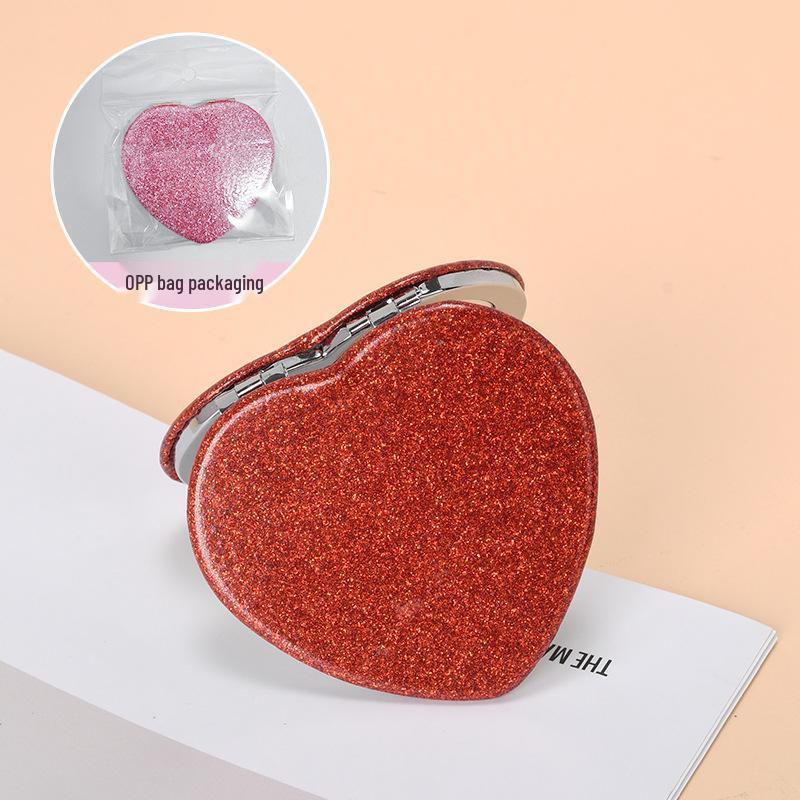 Miroir de maquillage compact double face en forme de cœur pour les résidences étudiantes