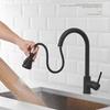 Black Kitchen Faucet Deck Installation Sink Faucet with Sprinkler Pull-Out Kitchen Mixer Tap 360° Rotatble Mixer Faucet