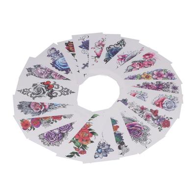 20pcs Tatouages Temporaires Autocollants Imperméables Longue Durée Fleur Faux Tatouage pour Femmes