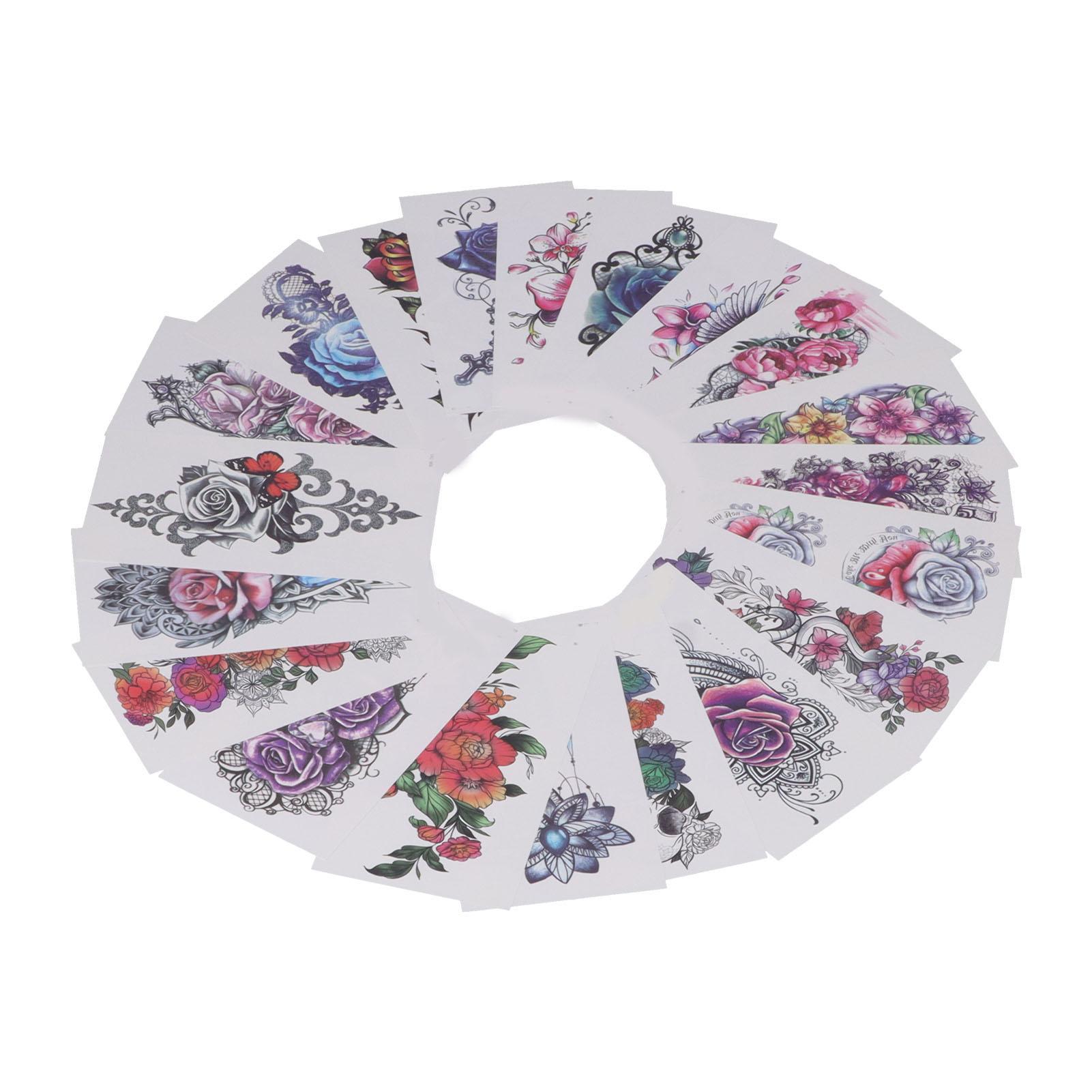

20pcs Temporary Tattoos Stickers Waterproof Long Lasting Flower Fake Tattoo for Women