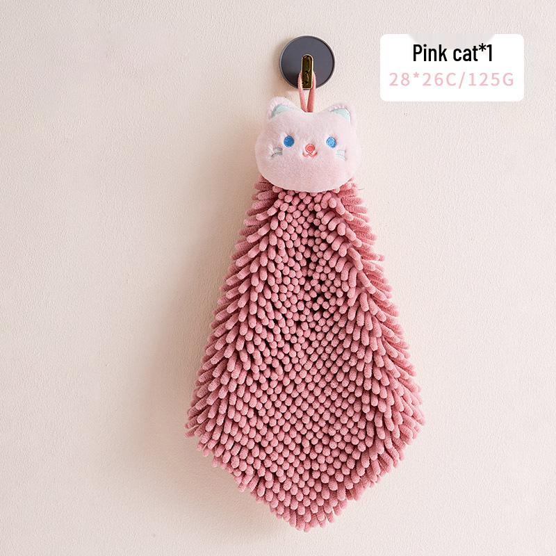 Cartoon Quick-Dry Chenille Towel for Kitchen & Bath, Wall-Mounted & Water-Absorbing