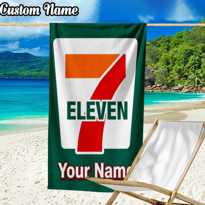 Custom Name 711 Convenience Store Beach Towel - Soft, Ultra-Absorbent Microfiber, Lightweight, Perfect for Beach, Parties, Travel, Camping