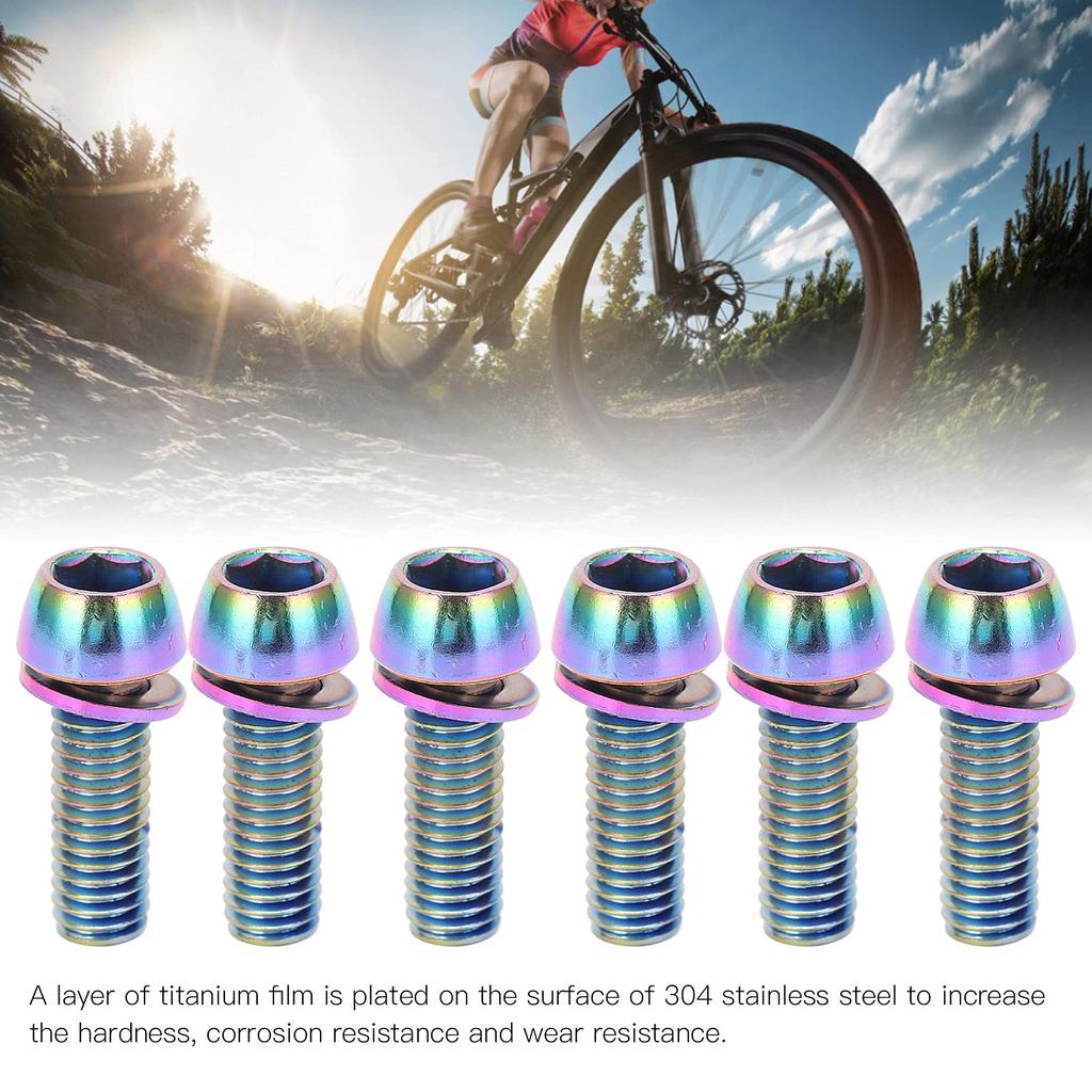 Bicycle Stem Screws 6 Pieces Color Screws with Washers 304