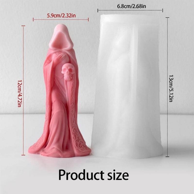 Silicone Witch Skull Candle Mold Decorative Scented Candle Mould for Handmade Soap Candy Multipurpose Crafts Project