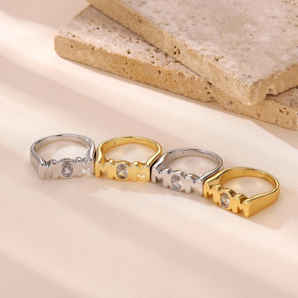 Love Mom Letter Rings For Women Mather Father Sister Jewelry Gold Color Zirconia 7-8 Size Dad Sis Mama Anillos Best Family Gift
