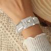 New Gorgeous Square Rhinestone Open Ladies Bracelet Wedding Eid al-Adha Gift Elegant Temperament Hand Ornament