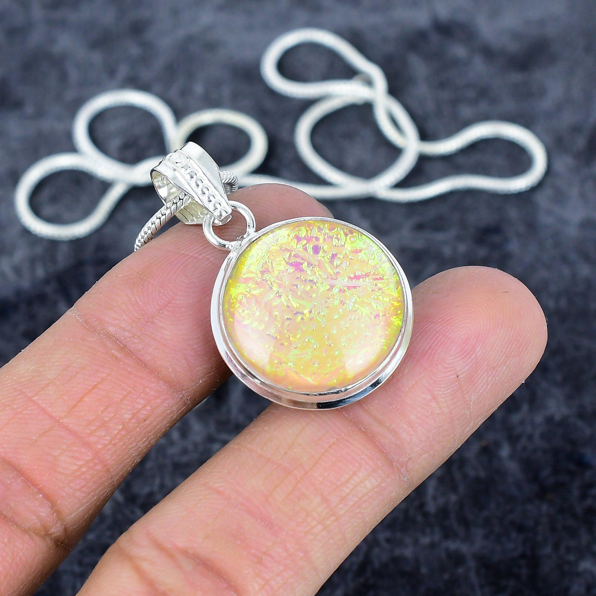 

Yellow Triplet Opal Gemstone 925 Sterling Silver Jewelry Pendant 1.46 M-2905