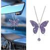 Bling Butterfly Car Rear View Mirror Charms, Crystal Rhinestone Vehicle Rearview Mirror Pendant, Diamond Automotive Interior Decoration for Women