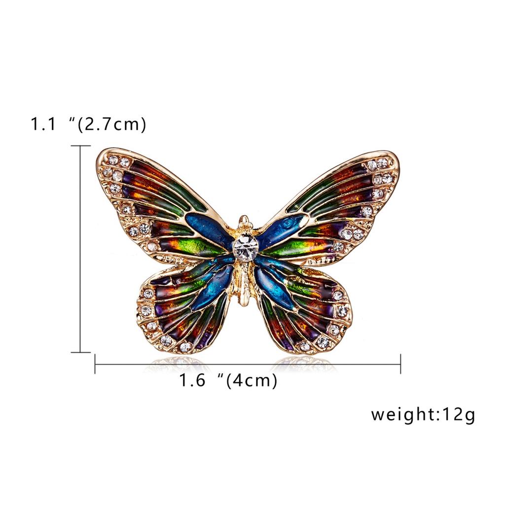 Elegant Vintage Colorful Enamel Butterfly Brooches For Women Men Exquisite Inlaid Rhinestone Flying Insect Animal Pins Jewelry