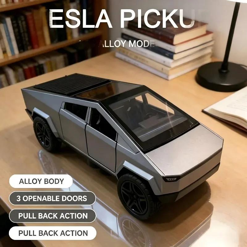 1:36 Pickup Truck Diecast Alloy Vehicle Model, Pull Back Simulation Toy With 3 Openable Doors, Desktop Collection Ornament,