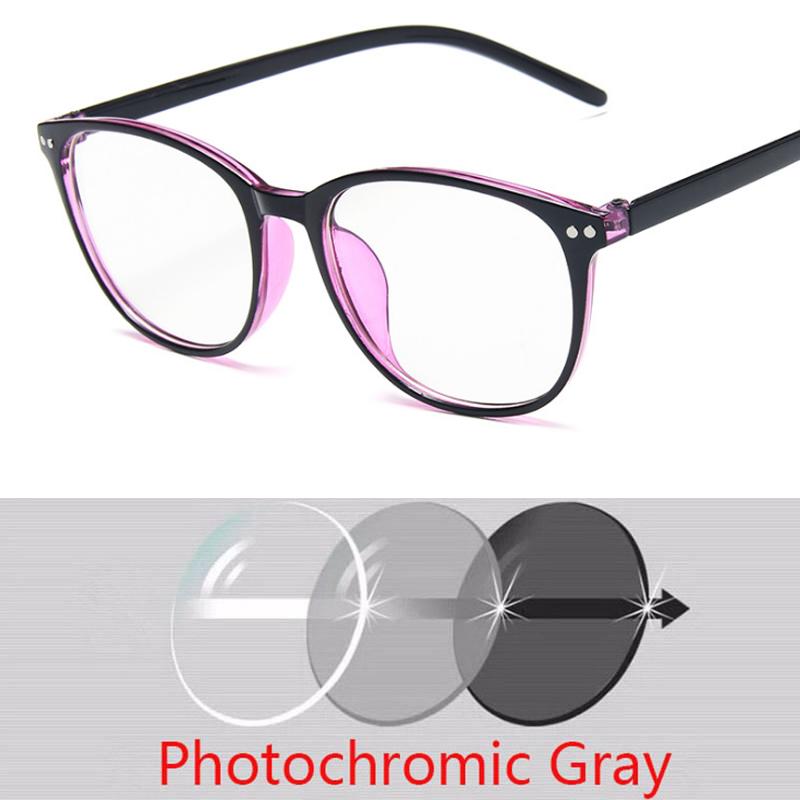 Rivets Round Finished Myopia Glasses Women Nearsighted Photochromic prescription -1.0 -1.5 -2.0 -2.5 -3.0 -3.5 -4.0 -4.5 -6.0