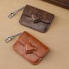 Mini Coin Purse Case Keychain Wallet Fashion PU Heart Buckle Multi-card Slots Card Holder Pouch Key Storage Bag for Women Men