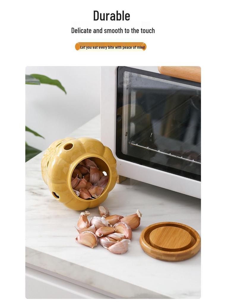 Creative Ceramic Storage Jar with Ventilation for Garlic, Ginger, and Chili Peppers