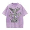 2026 Vintage St Michael Archangel Dragon Scroll Latin Text Graphic Black Acid Washed T Shirt Retro Religious Medieval Streetwear
