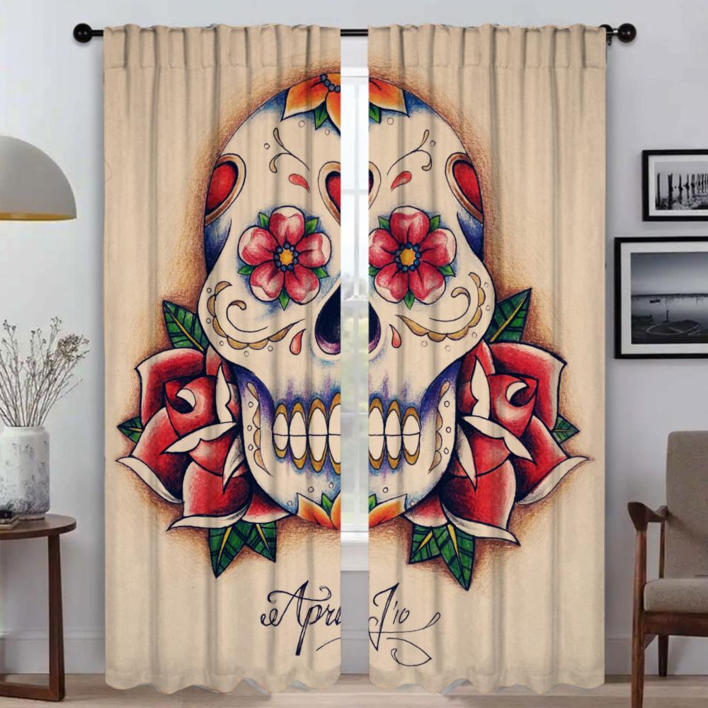 

Оконная штора для комнаты 2 панели New School Tattoo кухонные шторы жалюзи перегородка тюль для спальни домашний интерьер шторы W60xH90cmx2pcs-CL