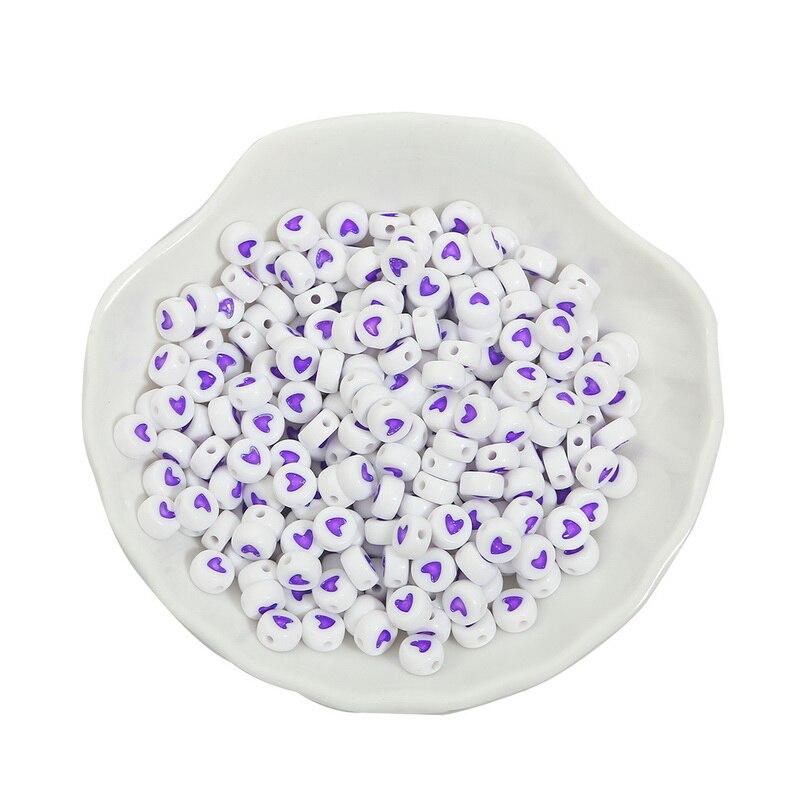 100PCS Acrylic Love Heart Loose Spacer Beads for Jewelry Making
