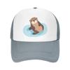 Mesh Papa Hoed Verstelbaar Gewassen Schattige Zeeotter Zwevend Water Baseball Papa Pet Grappige Verweerde Bal Trucker Pet voor Vrouwen Unisex