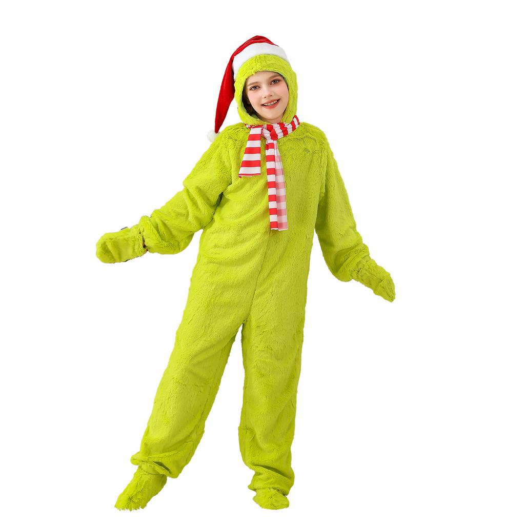 Disfraz Navideño de Grinch Stitch para Niños, Atuendo de Papá Noel, Traje de Cosplay de Grinch para Niños y Niñas, Disfraz de Fiesta Navideña