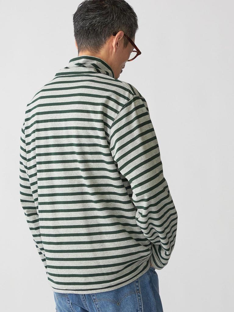 Ships Men's Reversible Striped Fleece Half-Zip Pullover Sweatshirt, Size 112040418, Charcoal Gray, Size L