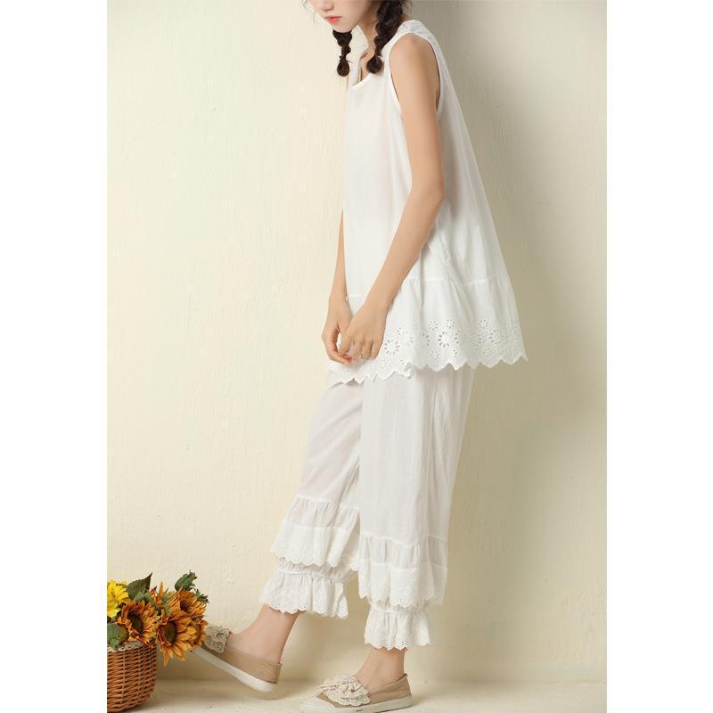 Japanese Mori Girl Embroidered Lace Wide-Leg Pants - 2023 New Loose Casual Style