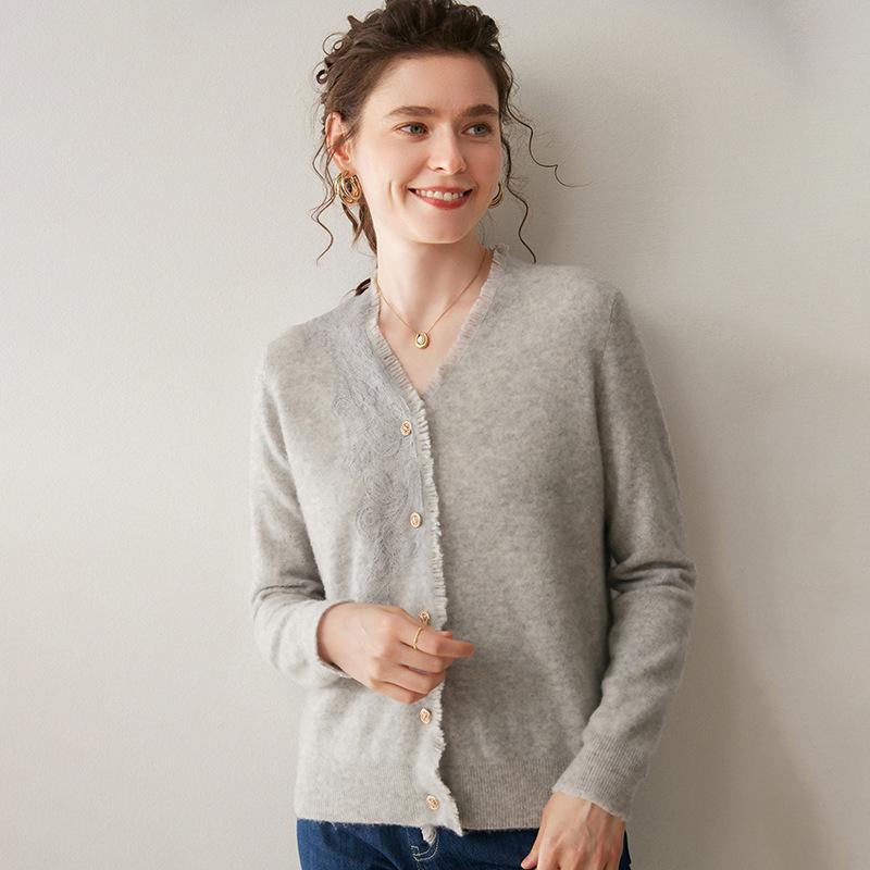 European & American Fashion Cashmere Women's Solid Color Knit Cardigan with Tassels - Loose & Slimming Single-Breasted Design