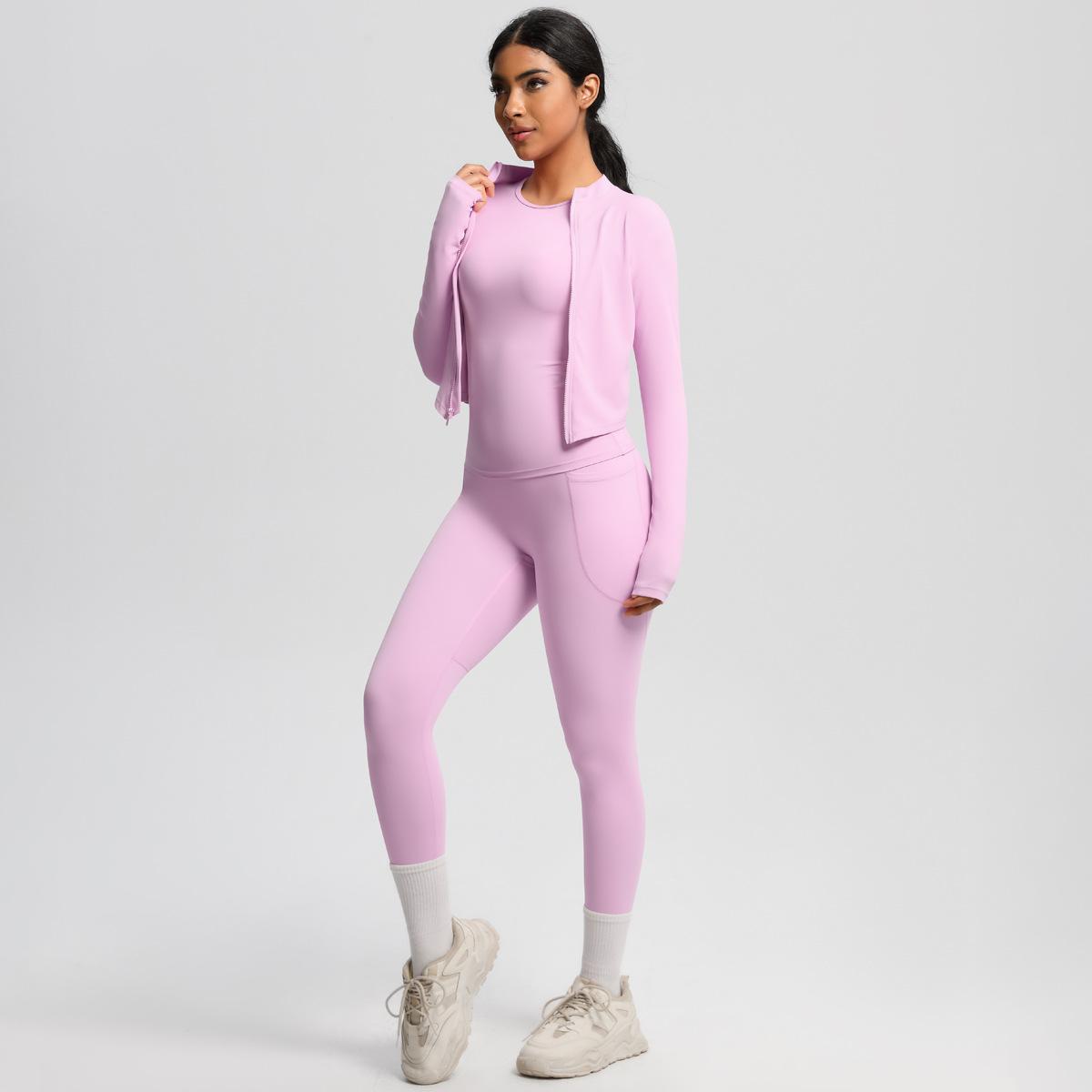 

Комплект брюк Yungan Slim Fit с начесом и карманами, быстросохнущий дышащий костюм для йоги, комплект из трех предметов для бега и фитнеса для женщин XL