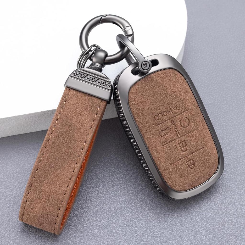 YO&YOYE Compatible With Honda Key Fob Cover With Keychain Leather Key Case Protector For  Honda Accord Civic CRV Pilot Odyssey 11Th Gen Smart Key