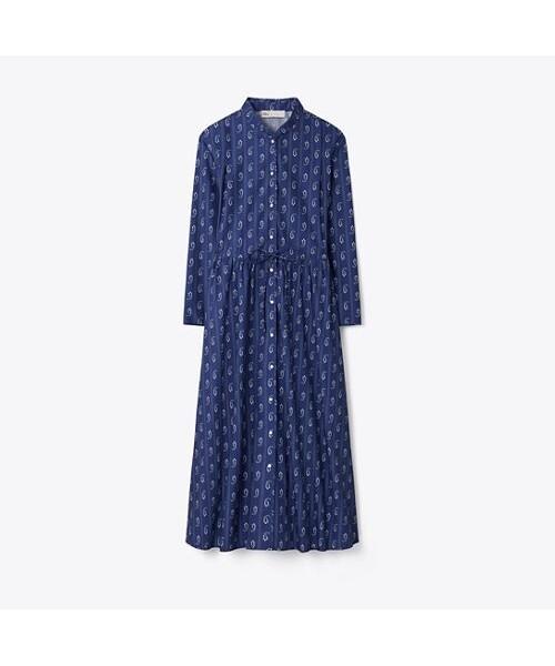 Tolibeochi Printed Cotton Shirt Dress - Blue Paisley