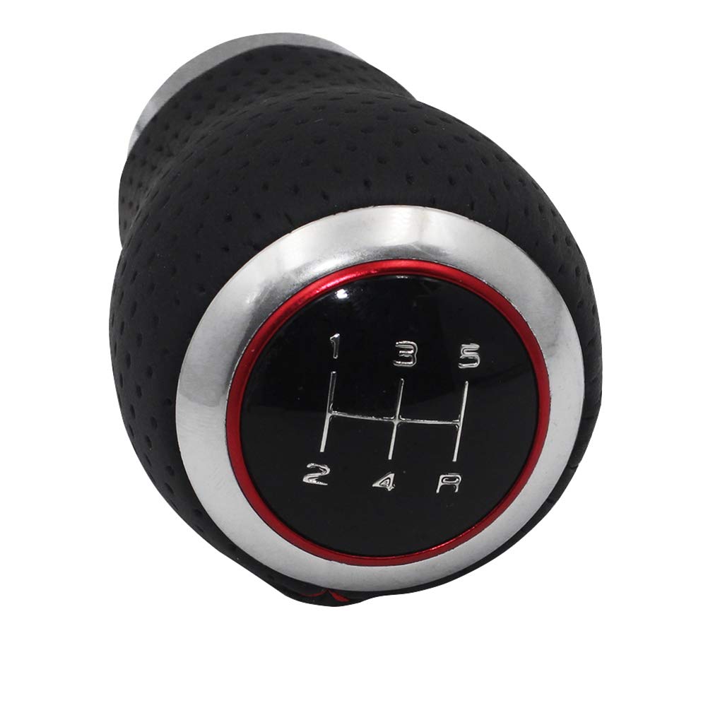 Sakan Car Shift Knob 5-Speed 8*5cm Aluminum Red Stitch