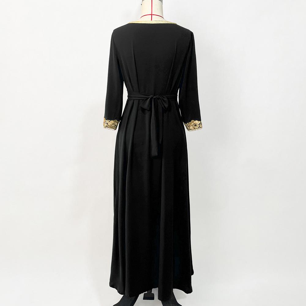 Middle Eastern Muslim Women's Embroidered Robe Loose Casual Long Ethnic Style Dress