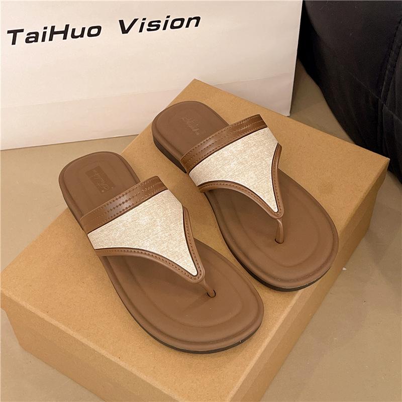 Retro fashion flip-flops shoes women's summer wear new shoes beautiful beach cool slippers