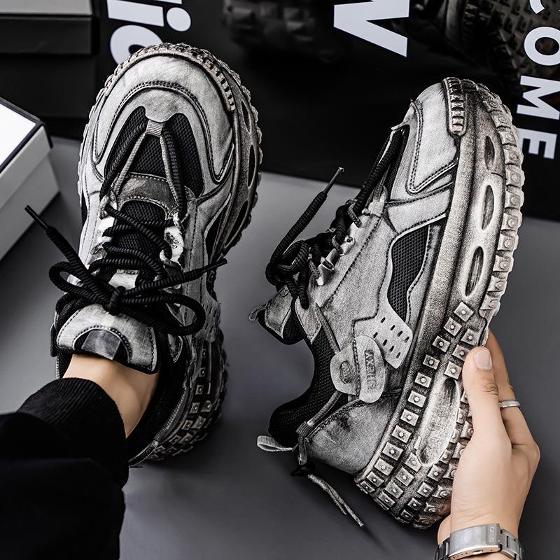 

Men s Trendy Breathable Mesh Sneakers with Thick Tire Sole 43