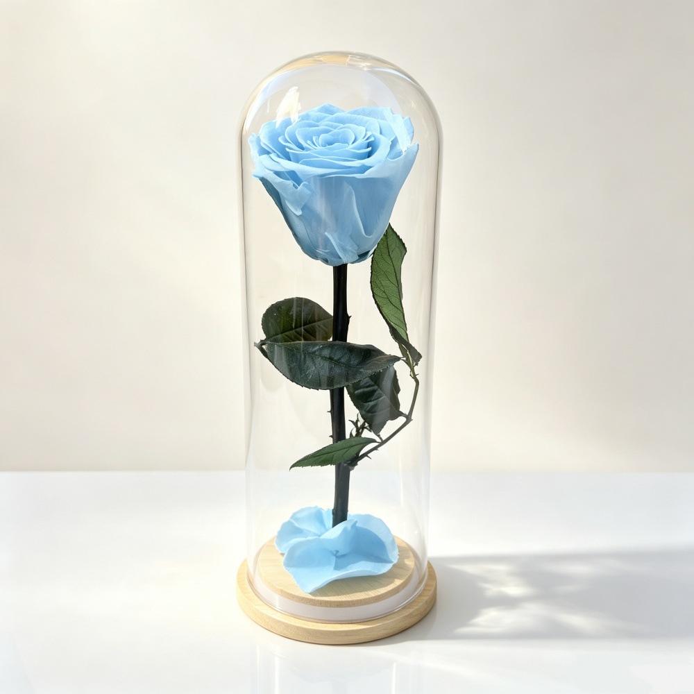 Fiore Immortale Rosa Il Piccolo Principe Cupola di Vetro Festa della Mamma San Valentino Ramo Singolo Rosa Immortale