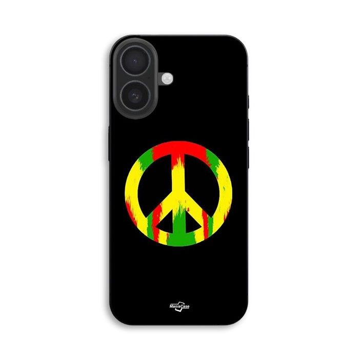 Hülle Für iPhone 18 Peace and love bunt Maniacase schwarz