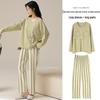 Women's Long-Sleeve Cotton Pajama Set with Chest Pads - Cozy Autumn/Winter Wear, Sweet & Stylish for Home or Outside