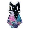 Damesmode Elegante Herfst En Winter Lange Mouw V-Hals Kerstprint Jurk