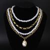 Multi-Layer Paperclip Chain Necklace Gold Tone Choker Necklace  Women