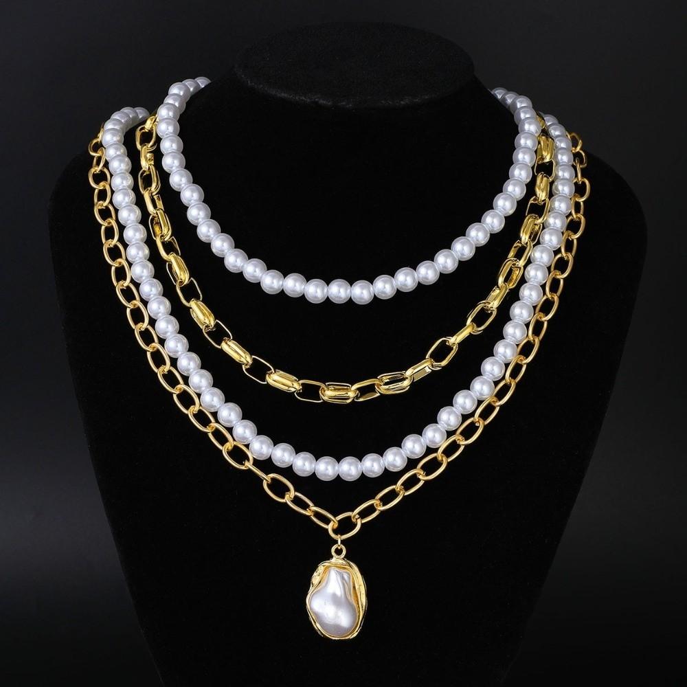 Multi-Layer Paperclip Chain Necklace Gold Tone Choker Necklace Women