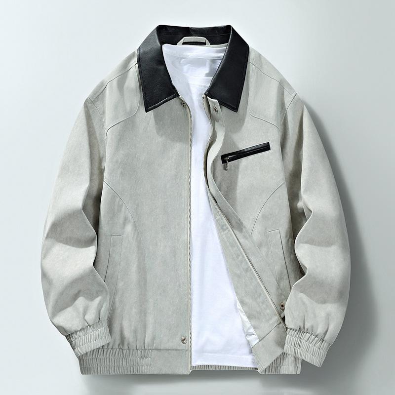 Autumn New Business Jacket Men's Contrasting Lapel Cotton Twill Dad Coat