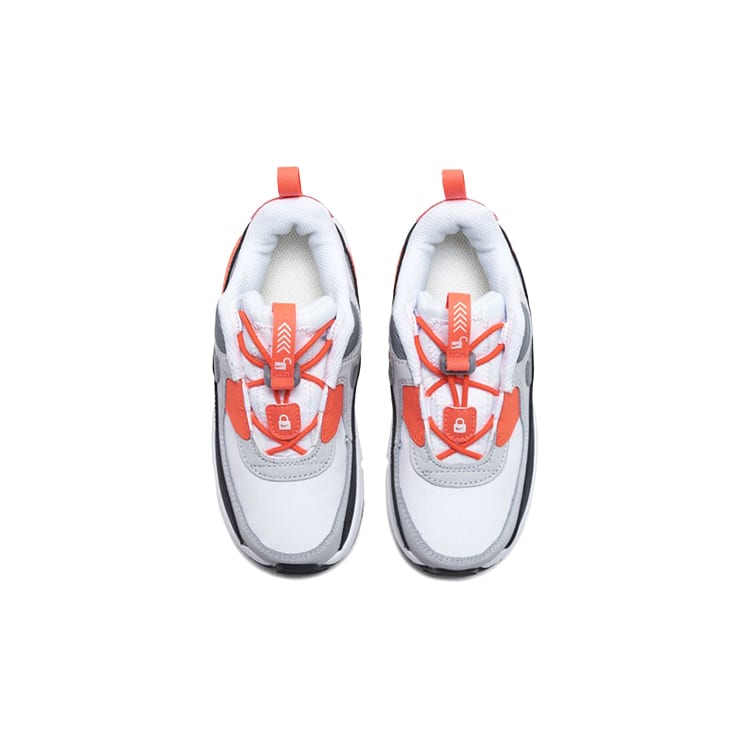 Nike Air Max 90 Toggle Mid top Toddler Shoes Gray White Orange Infant And Toddler CV0065-100