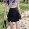 Bow Design Sense Niche Solid Pleated Suit Skirt Ladies Summer Chic Versatile High Waist A Line Half Mini Skirt