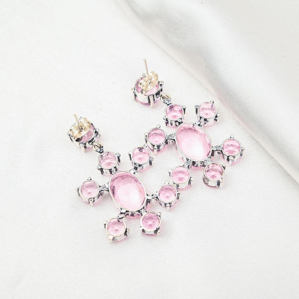 Pink Kunzite Earrings Gemstone Jewelry, 925 Solid Sterling Silver Earrings, Handmade Jewelry Birthstone Earrings, Gift For Him