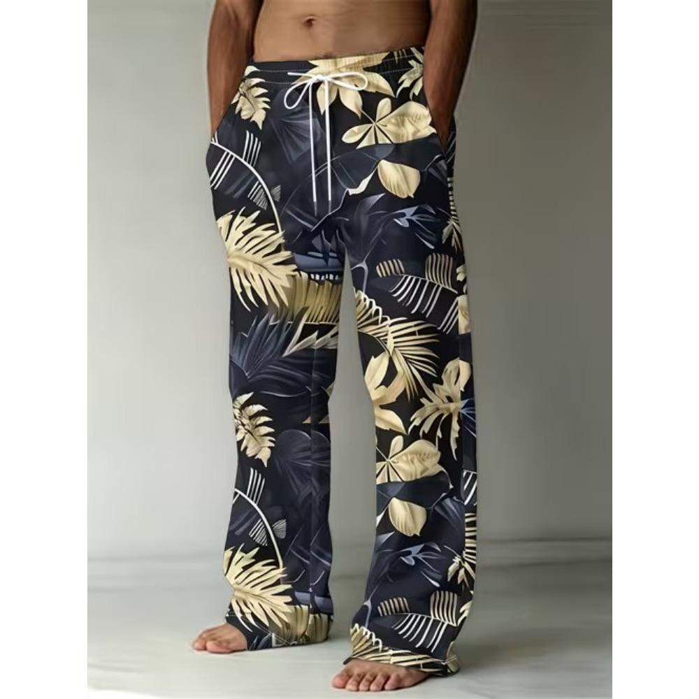 Men's 3D Retro Printed Baggy Casual Trousers, Elastic Drawstring Waist with Pockets, for Spring Summer Home Outdoor Vacation